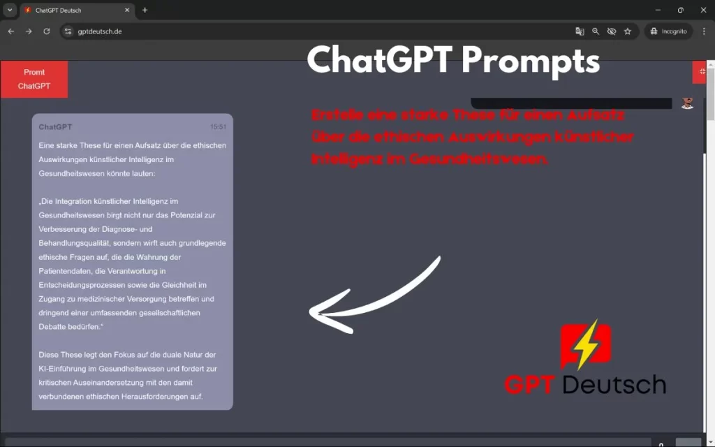 ChatGPTs Antwort bei gptdeutsch zu ChatGPT Prompts Für Akademisches Schreiben Reddit