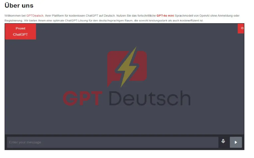 GPT Chatbox Schnittstelle auf gptdeutsch